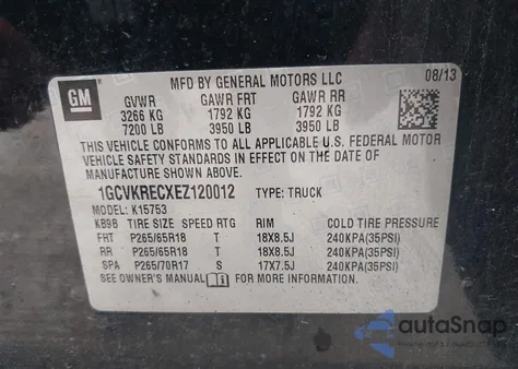 2014 Chevrolet Silverado 1500 1Lt from USA, damaged, VIN 1GCVKRECXEZ120012